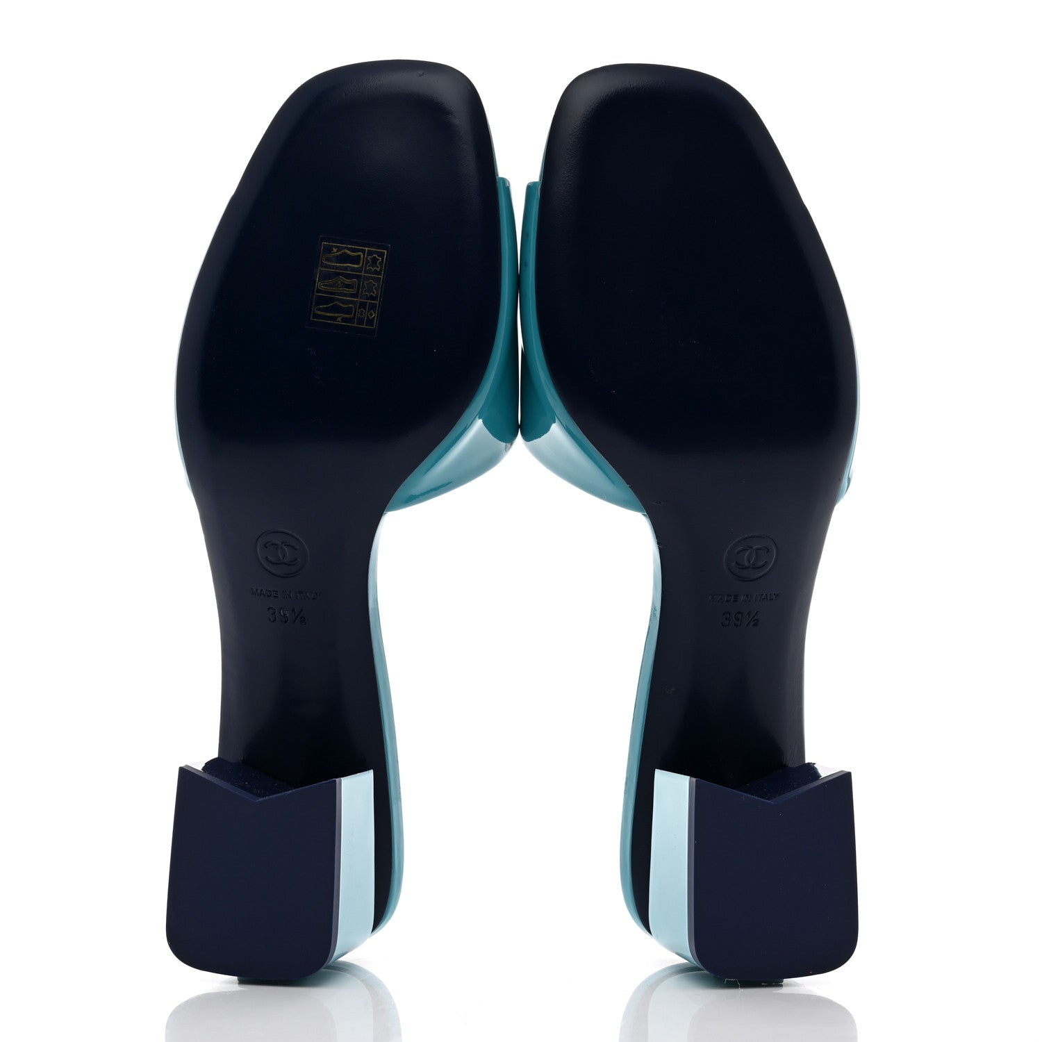 Chanel Patent Calfskin CC Mules 39.5 Turquoise 5 of 8
