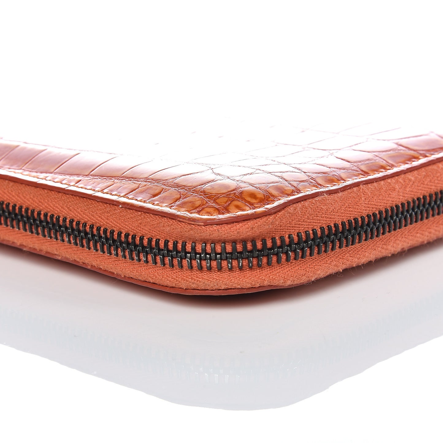 Shiny Crocodile Zip Around Wallet Orange