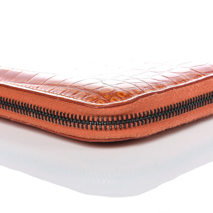 Bottega Veneta Shiny Crocodile Zip Around Wallet Orange 19 of 20