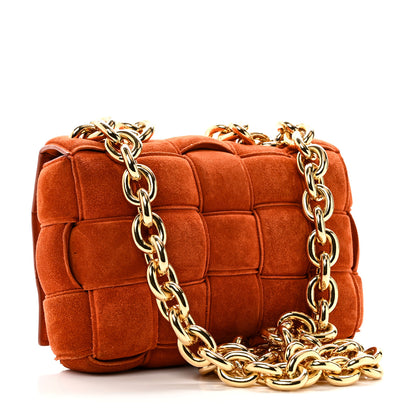 Bottega Veneta Suede Maxi Intrecciato Padded Chain Cassette Crossbody Bag Maple 3 of 10