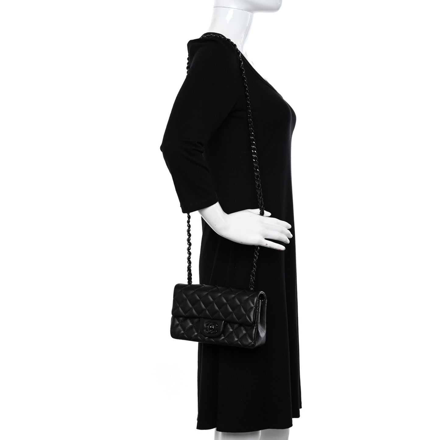 Lambskin Quilted Mini Rectangular Flap So Black