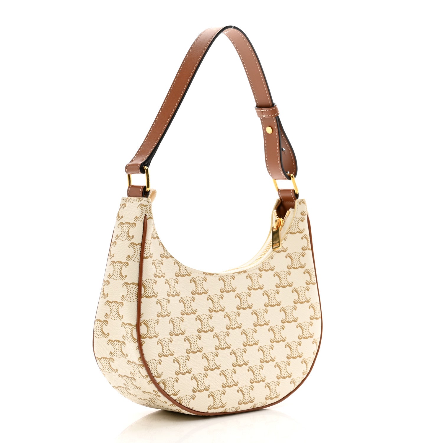 Celine Canvas Calfskin Ava Triomphe Shoulder Bag White 3 of 9