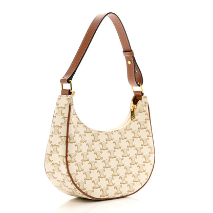 Celine Canvas Calfskin Ava Triomphe Shoulder Bag White 3 of 9