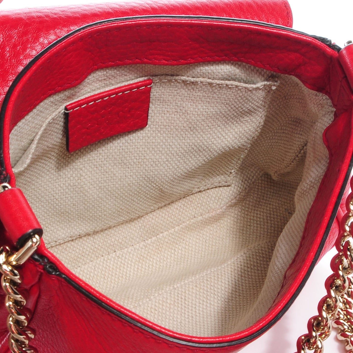 Pebbled Calfskin Small Soho Flap Crossbody Red