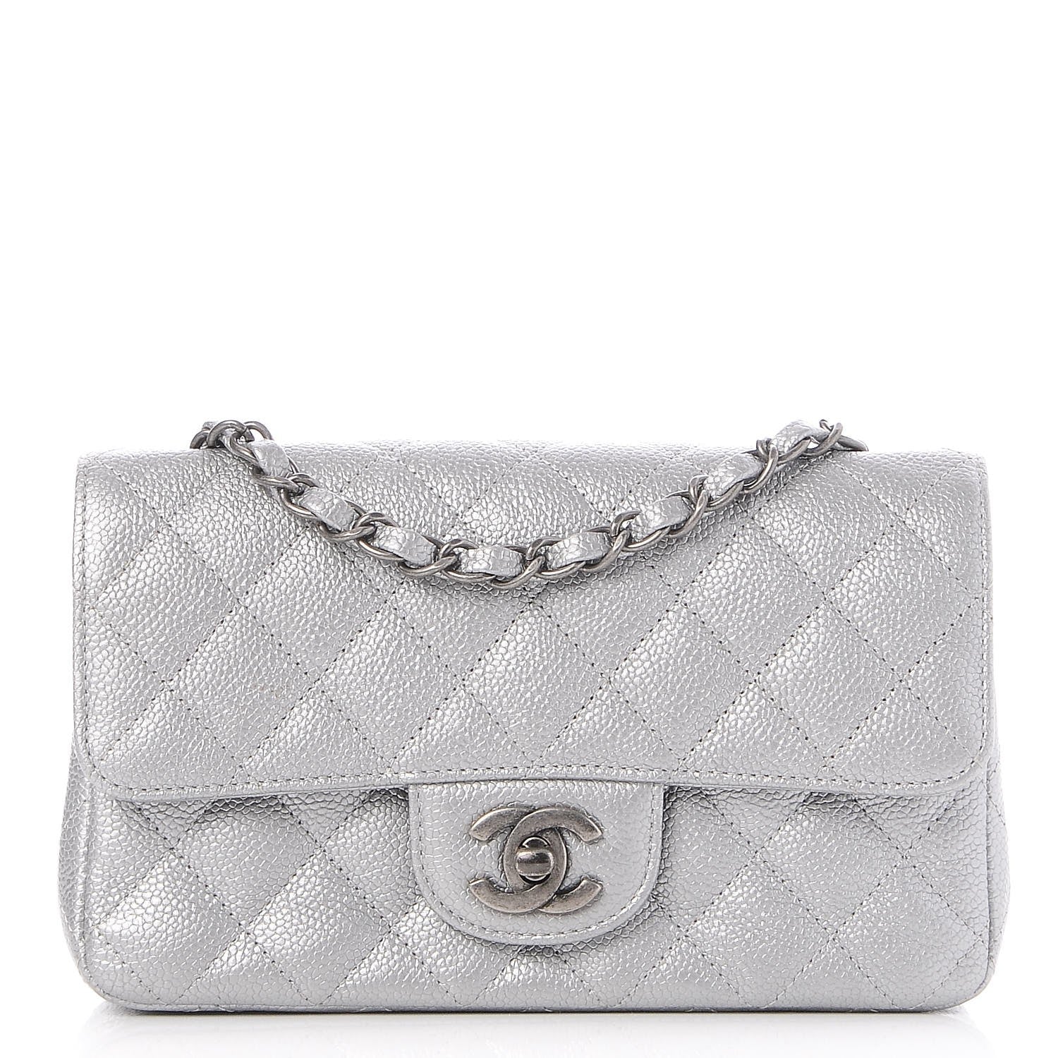 Chanel Metallic Caviar Quilted Mini Rectangular Flap Silver 1 of 7