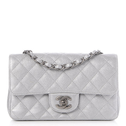 Chanel Metallic Caviar Quilted Mini Rectangular Flap Silver 1 of 7