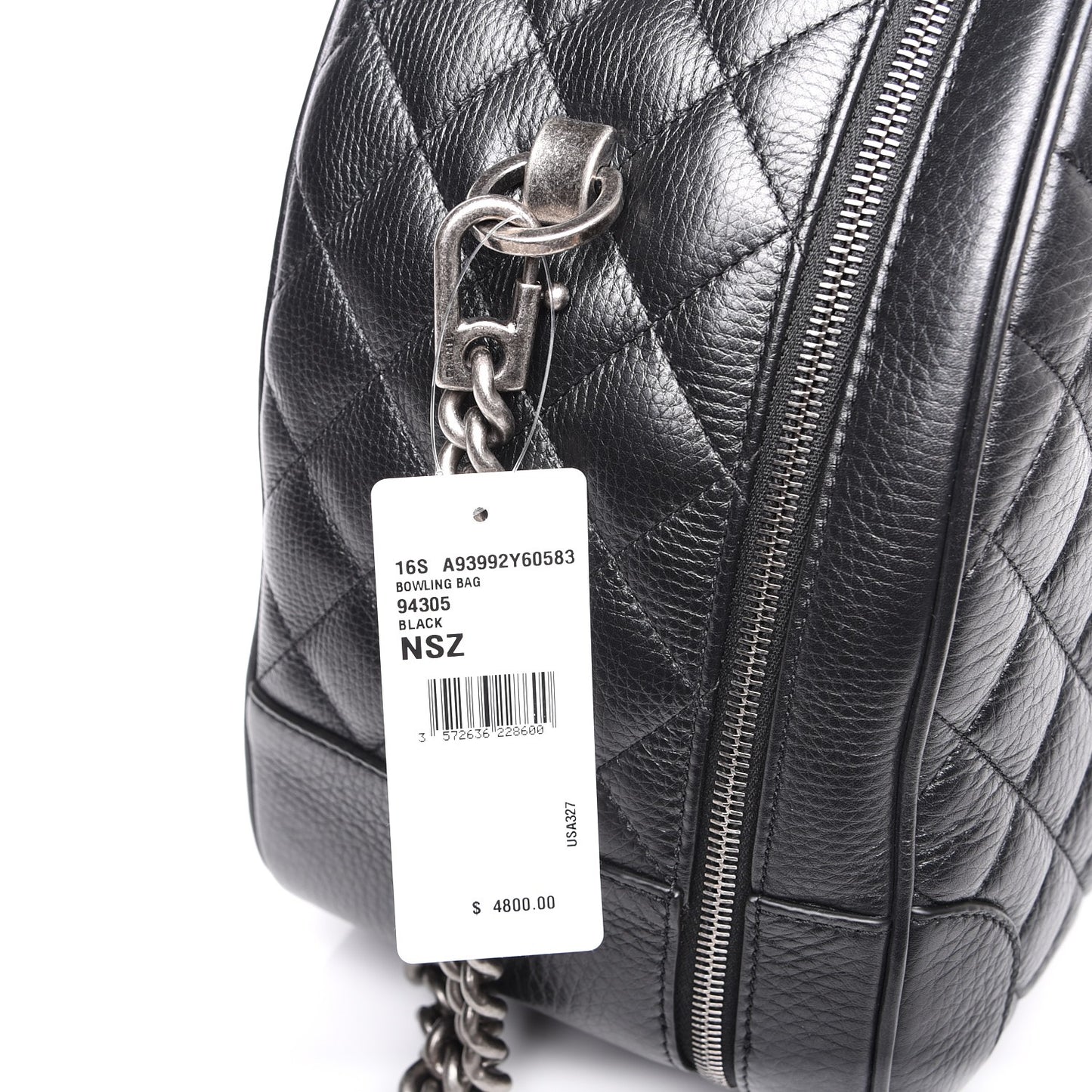 Calfskin Quilted Large Airlines Round Trip Bowling Bag Black