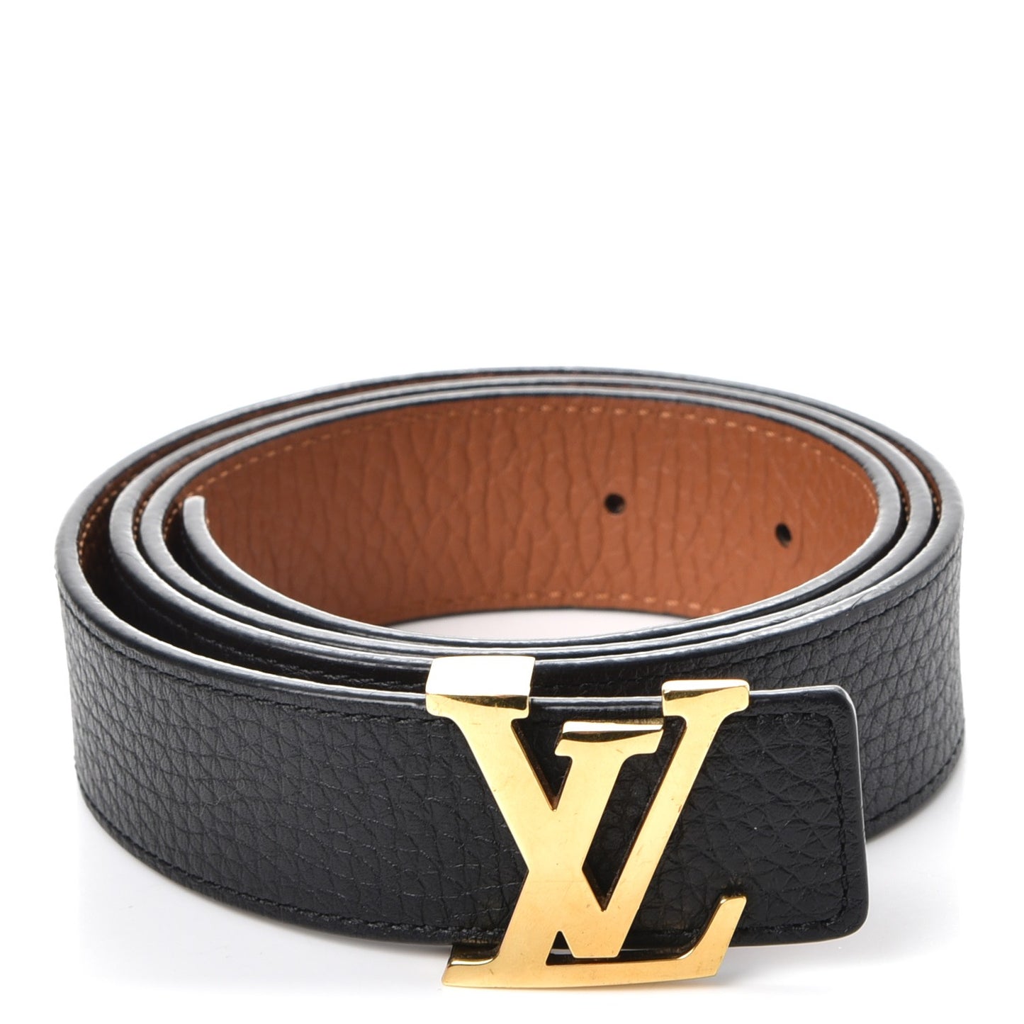 Taurillon Calfskin 30mm LV Initiales Reversible Belt 85 34 Black