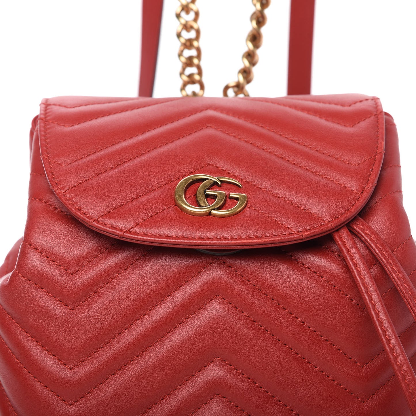 Calfskin Matelasse GG Marmont Flap Backpack Hibiscus Red