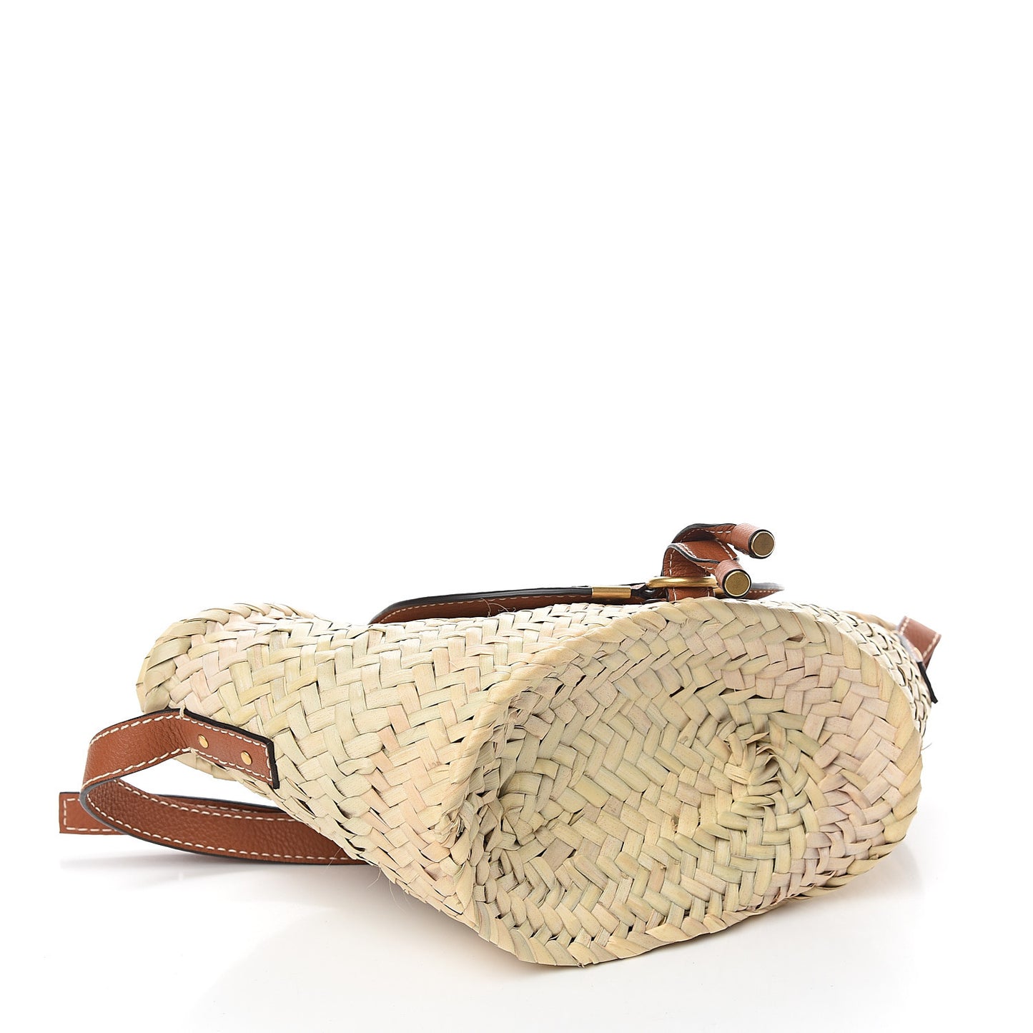 Raffia Calfskin Marcie Basket Tan