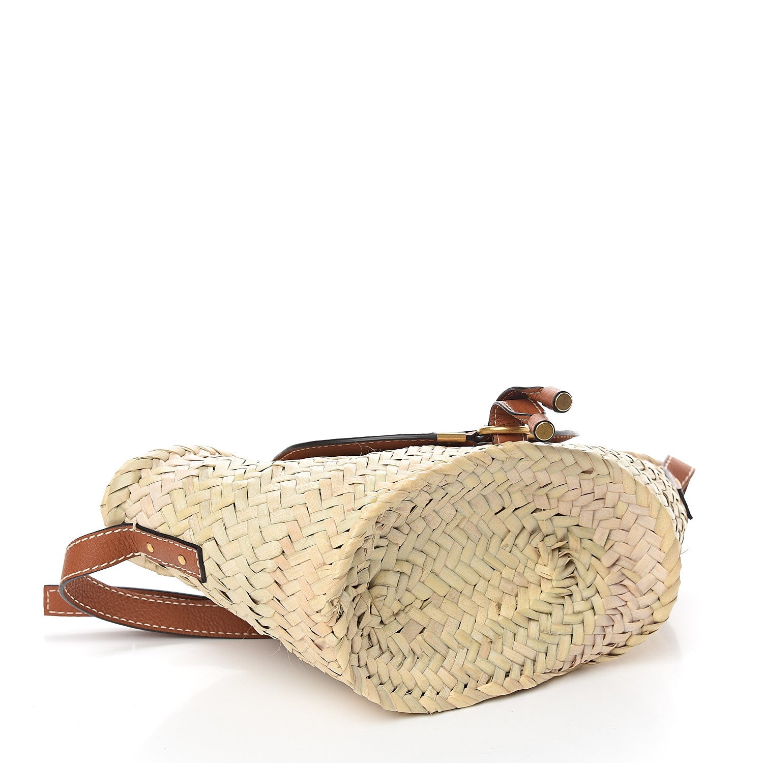 Chloe Raffia Calfskin Marcie Basket Tan 3 of 7