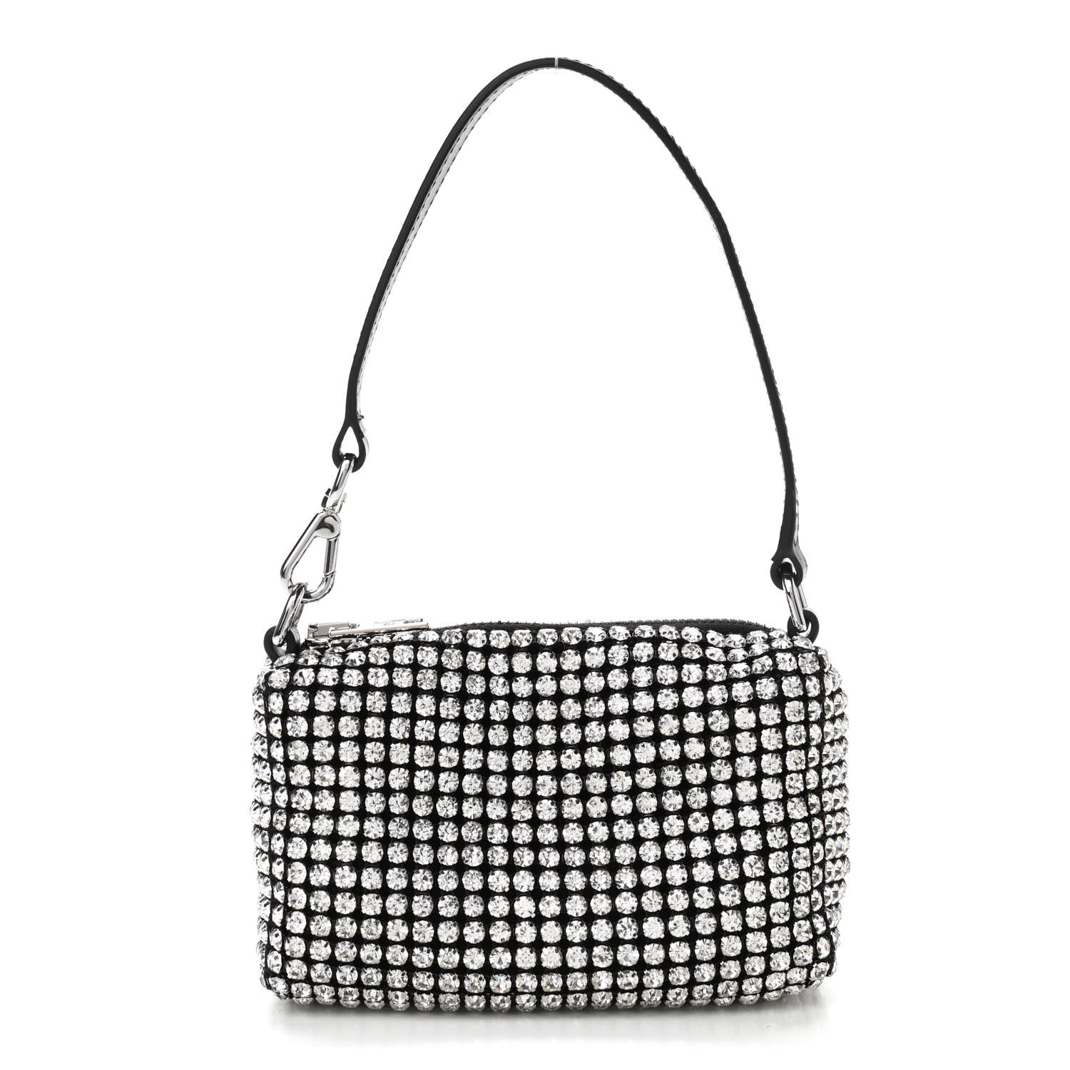 Alexander Wang Mesh Crystal Rhinestone Mini Heiress Pouch Black Silver 1 of 10