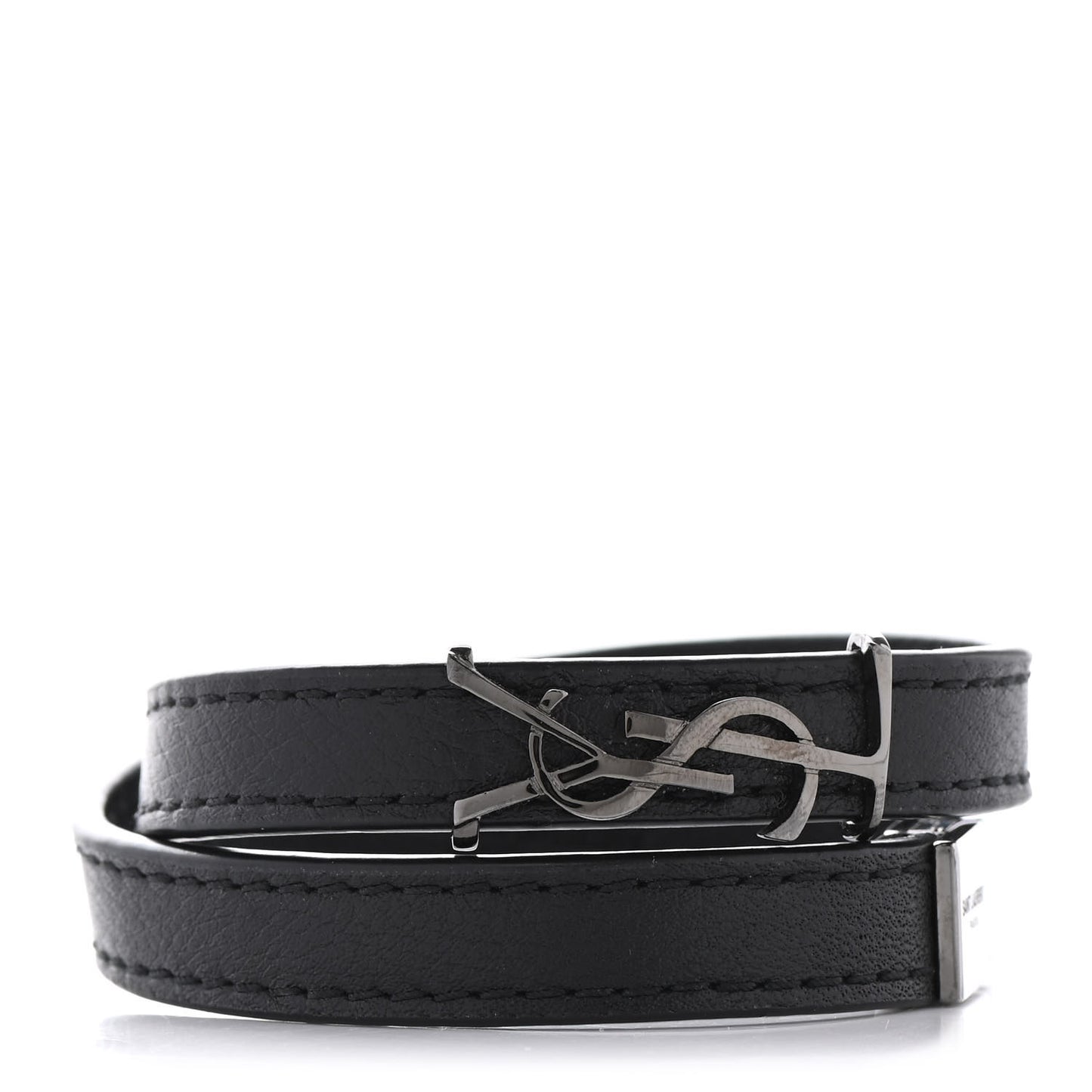 Calfskin Opyum Double Wrap Bracelet M Black