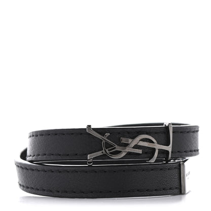 Saint Laurent Calfskin Opyum Double Wrap Bracelet M Black 1 of 6