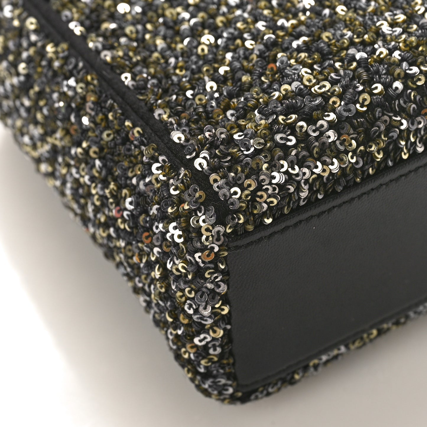 Satin Lambskin Sequin Embroidered Mini Lady Dior Black Multicolor