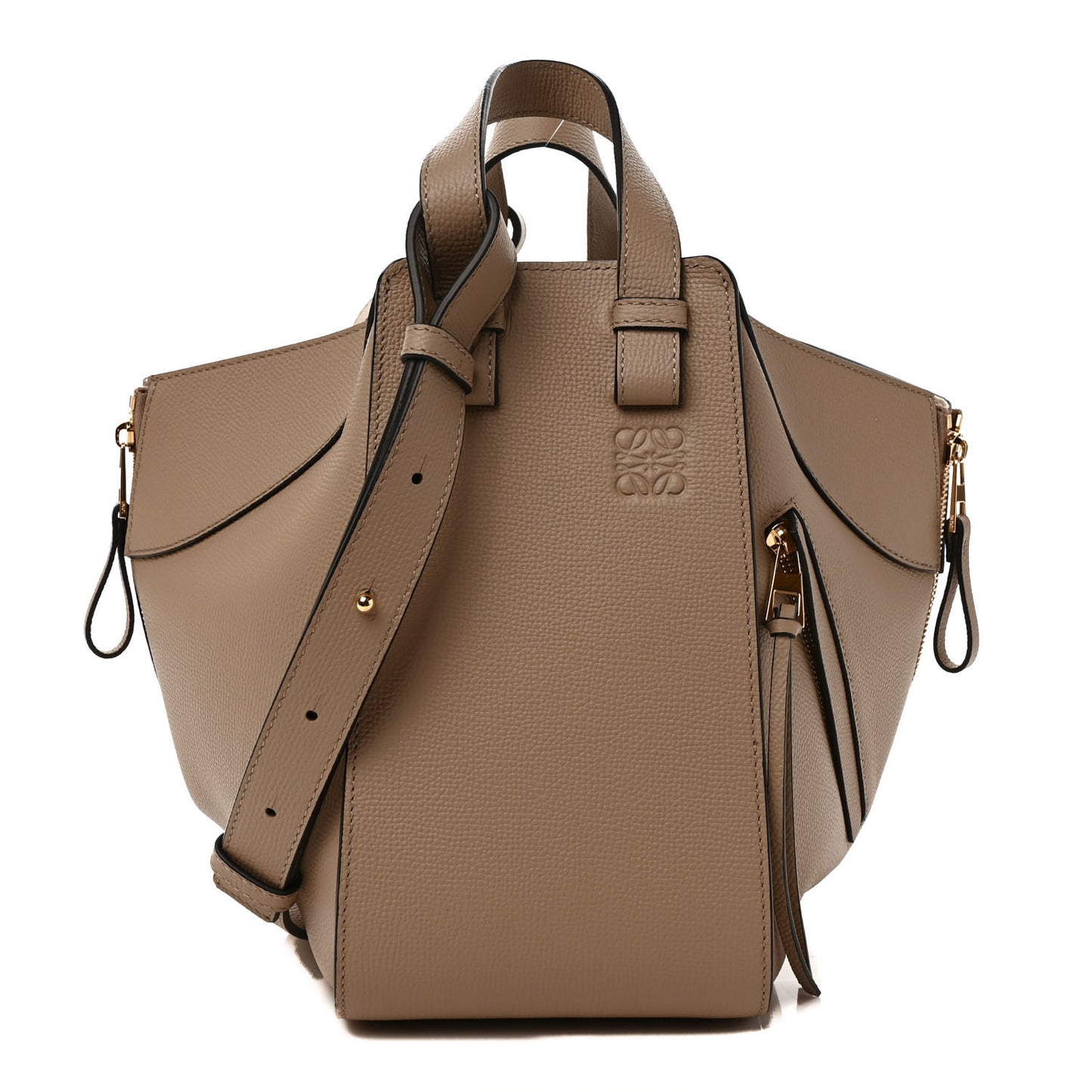 Grained Calfskin Small Hammock Shoulder Bag Sand