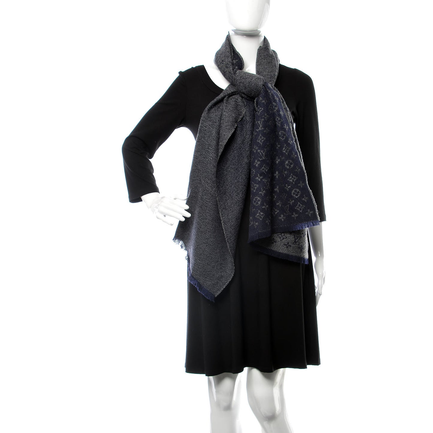 Wool Monogram Classic Scarf Navy
