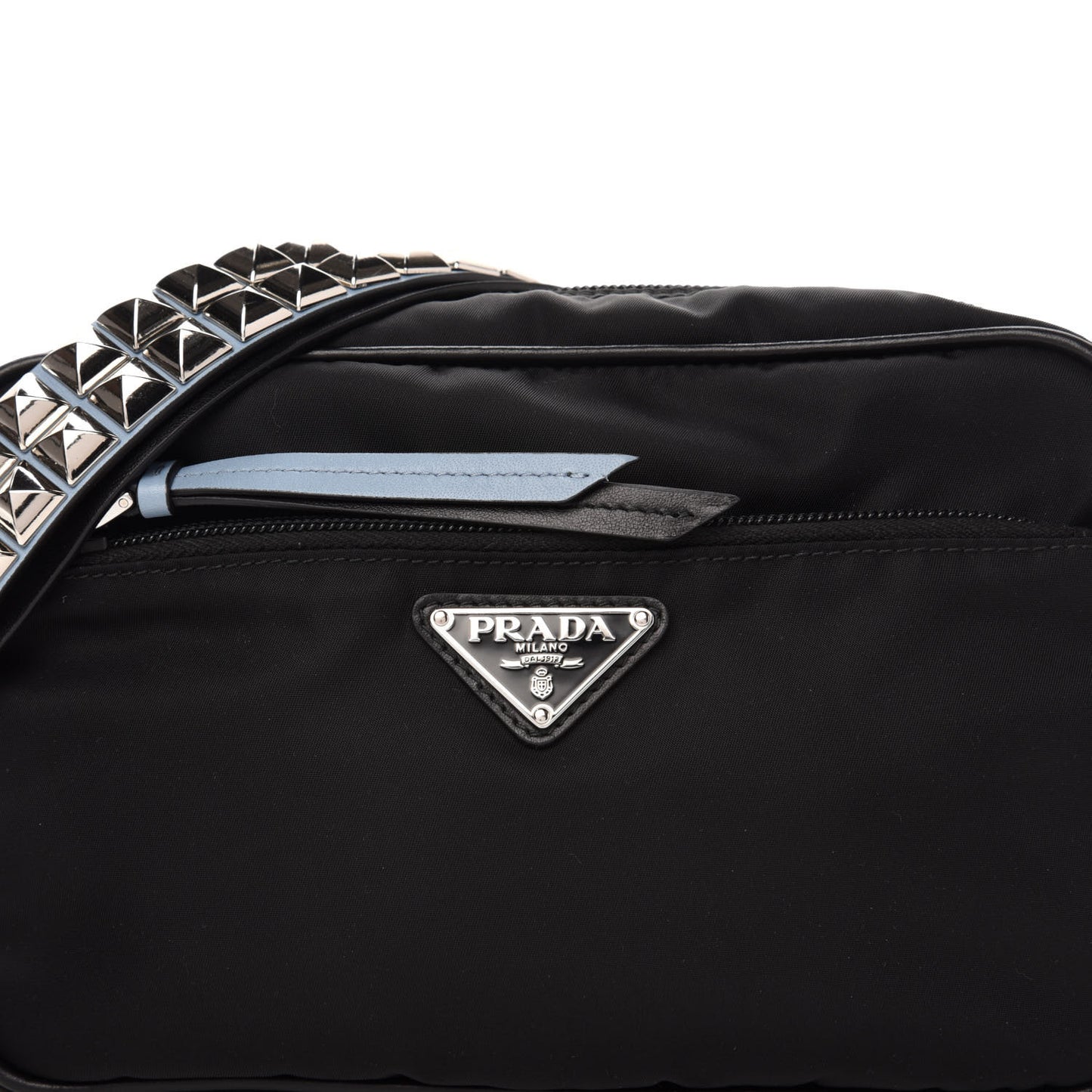 Tessuto Nylon Studded New Vela Shoulder Bag Black Astrale