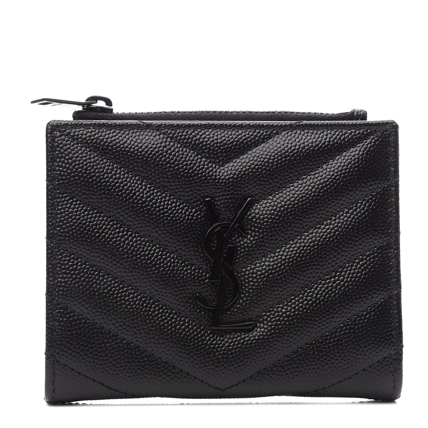 Grain De Poudre Matelasse Chevron Monogram Zipped Card Case Black