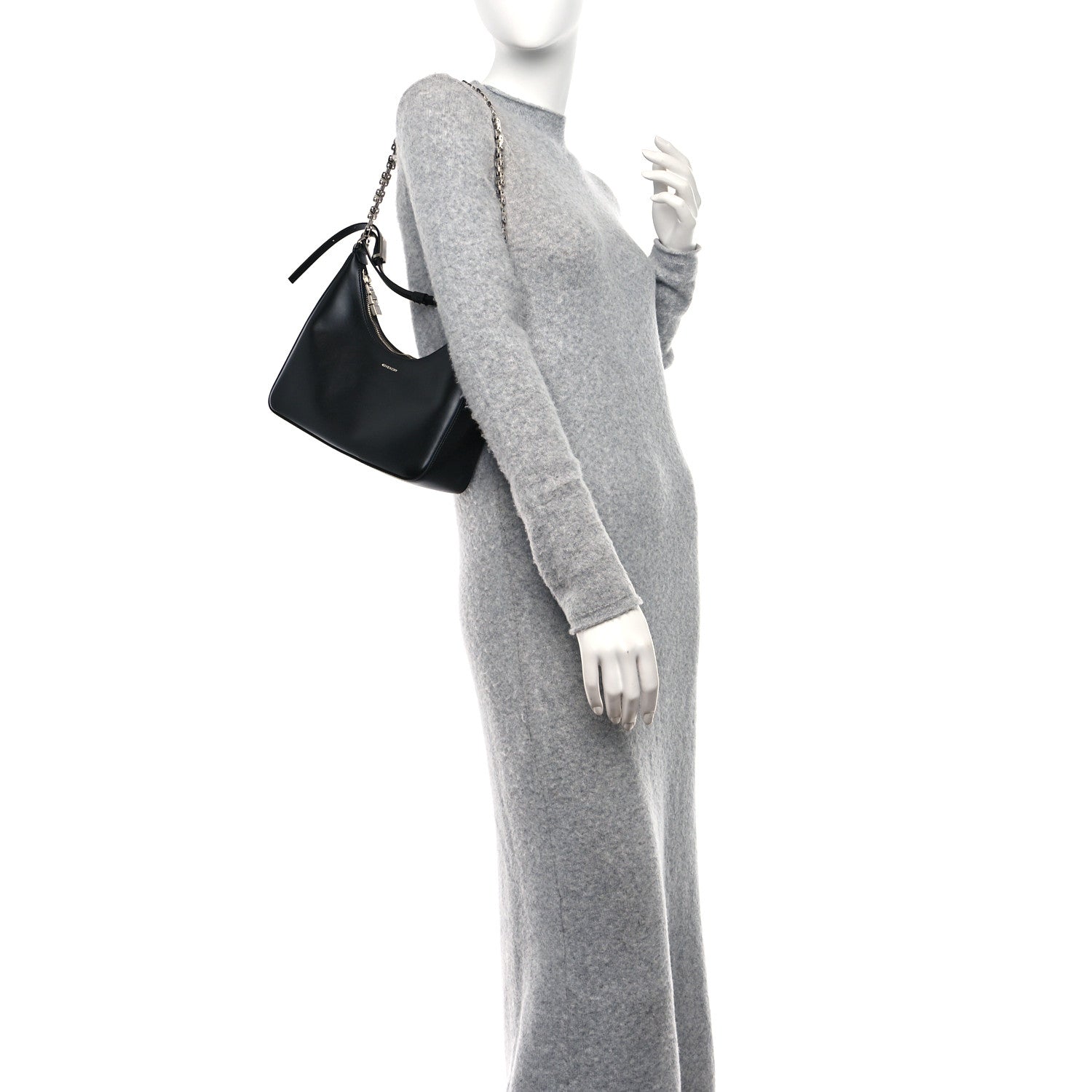 Givenchy Smooth Calfskin Small Moon Cut Out Shoulder Bag Black 2 of 9