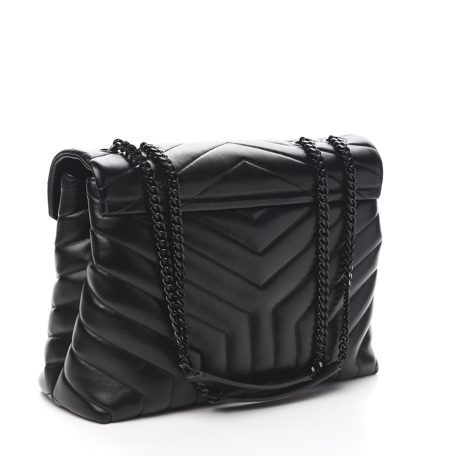 Saint Laurent Calfskin Y Quilted Monogram Medium Loulou Chain Satchel Black 2 of 9