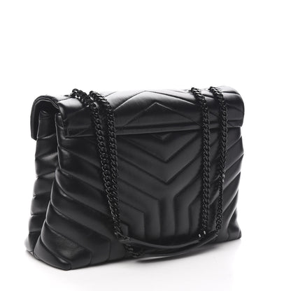 Saint Laurent Calfskin Y Quilted Monogram Medium Loulou Chain Satchel Black 2 of 9