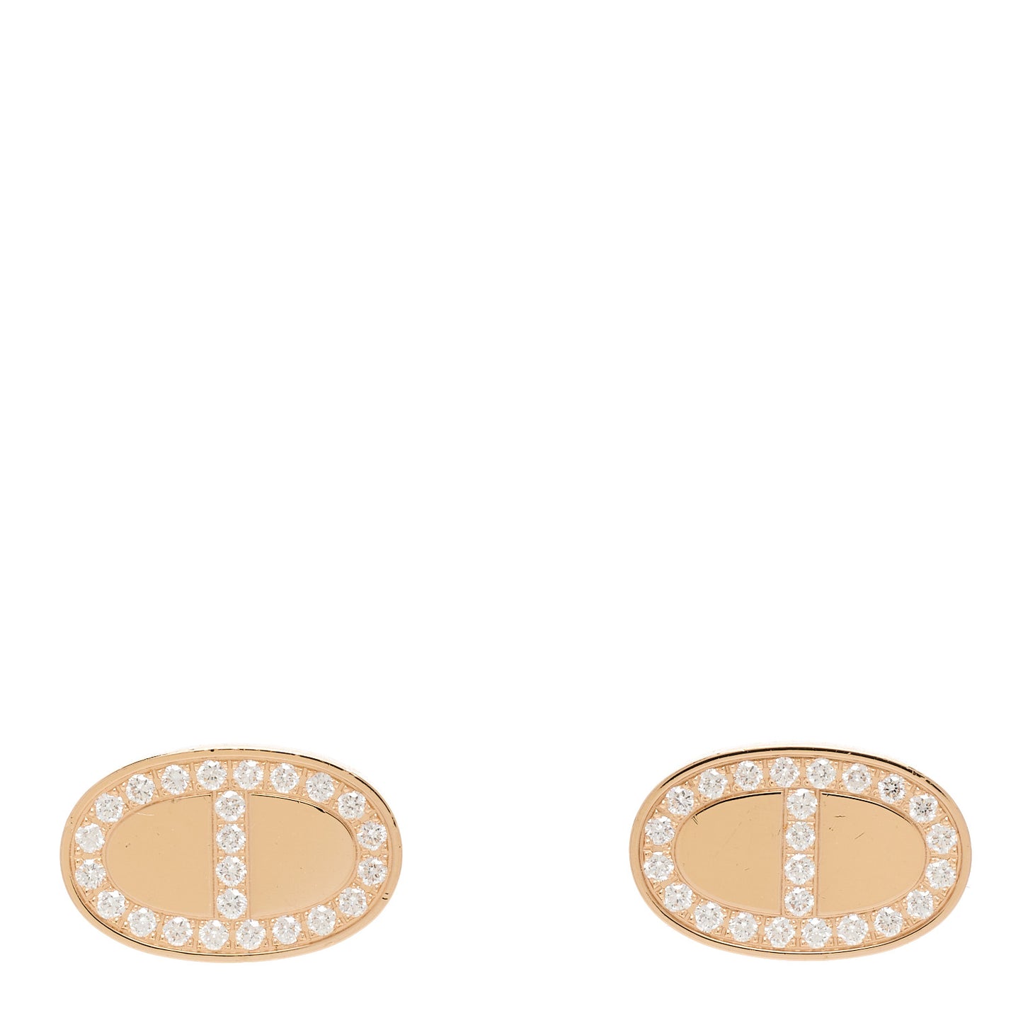 18K Rose Gold Diamond Chaine d'Ancre Contour Stud Earrings