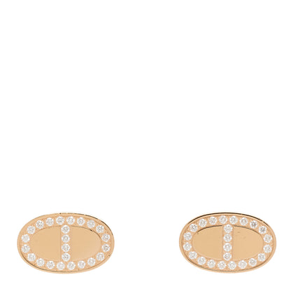Hermes 18K Rose Gold Diamond Chaine d'Ancre Contour Stud Earrings 1 of 4