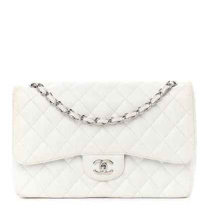 Chanel Caviar Quilted Jumbo Double Flap White 1 of 12