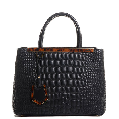 Fendi Nappa Crocodile Trapuntata Petite 2Jours Tote Black 1 of 12