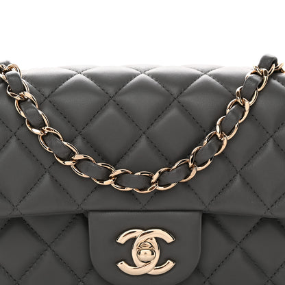 Chanel Lambskin Quilted Mini Rectangular Flap Dark Grey 8 of 11