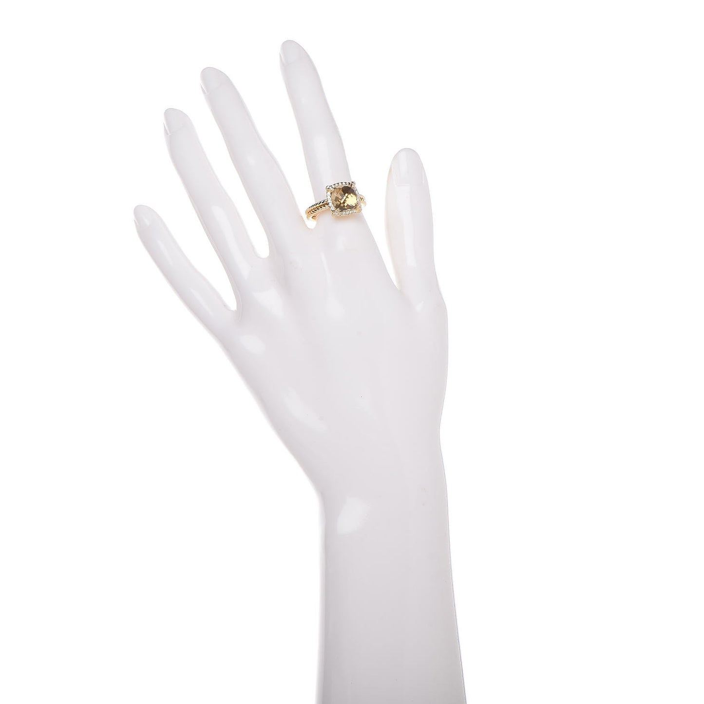 18K Yellow Gold Diamond Champagne Citrine 12mm Chatelaine Pave Bezel Ring 54 7