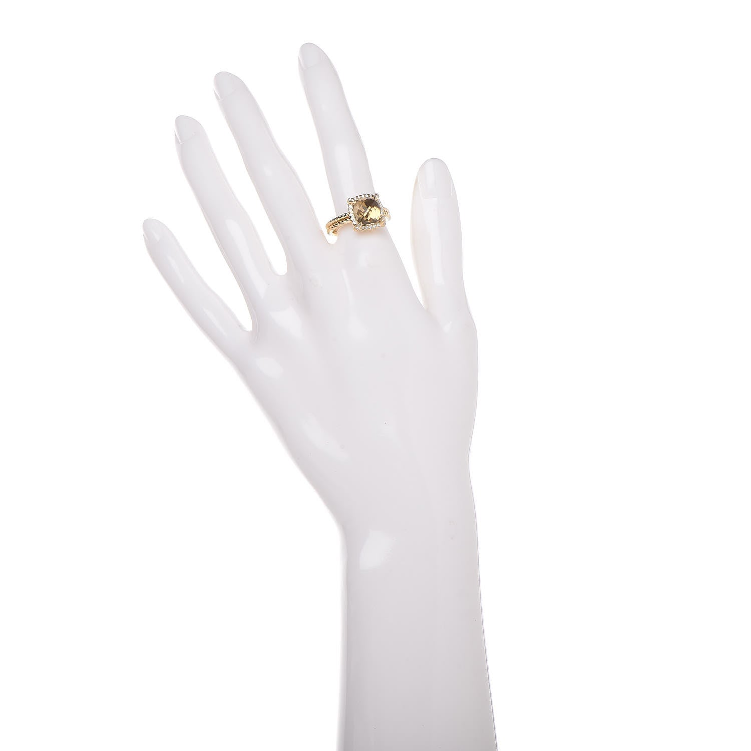 David Yurman 18K Yellow Gold Diamond Champagne Citrine 12mm Chatelaine Pave Bezel Ring 54 7 4 of 10