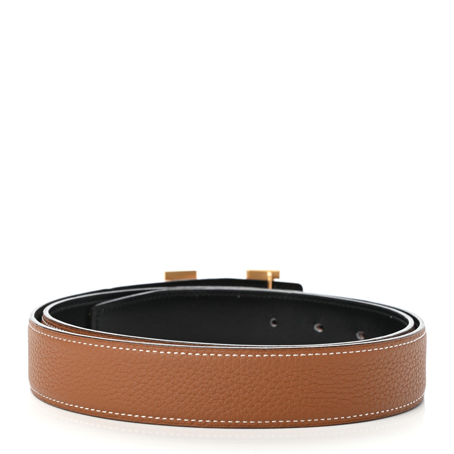 Hermes Box Togo 32mm H Belt 90 Black Gold 2 of 5