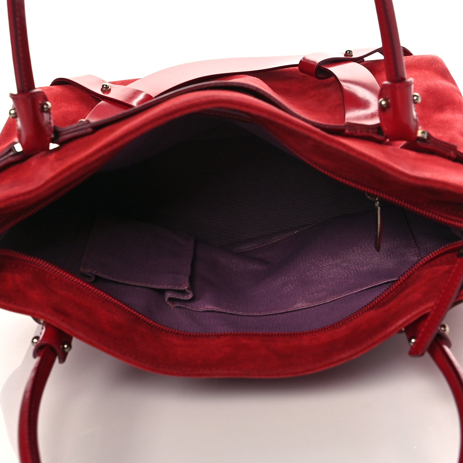 Salvatore Ferragamo Suede Smooth Calfskin Logo Tote Red 5 of 9