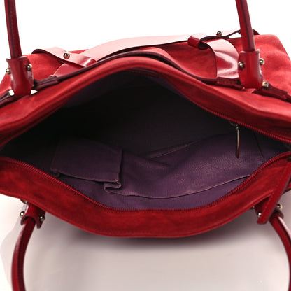 Salvatore Ferragamo Suede Smooth Calfskin Logo Tote Red 5 of 9