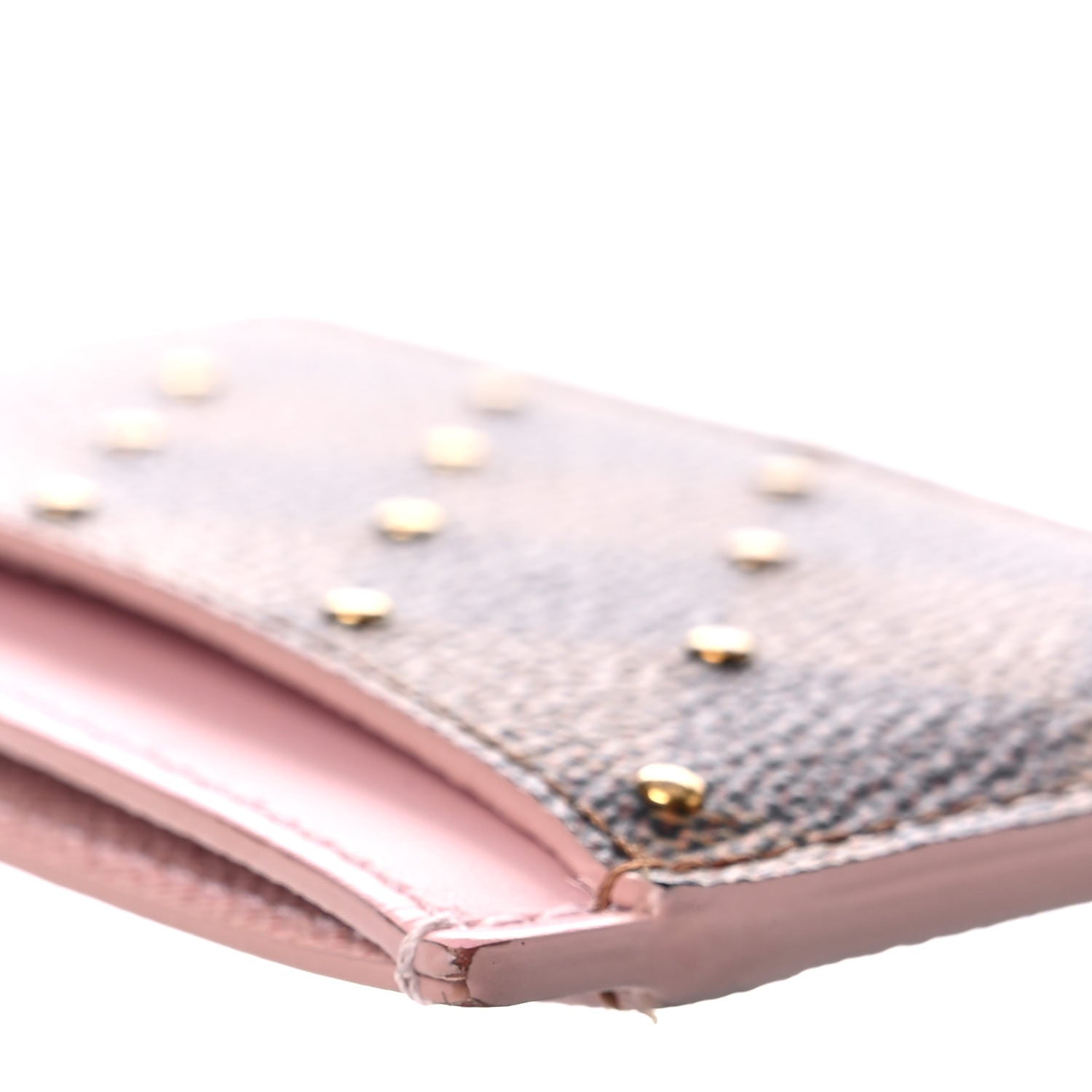 Louis Vuitton Damier Ebene Studded Card Holder Rose Ballerine 11 of 11