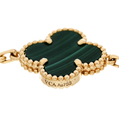 Van Cleef & Arpels 18K Yellow Gold Malachite 5 Motifs Vintage Alhambra Bracelet 4 of 5