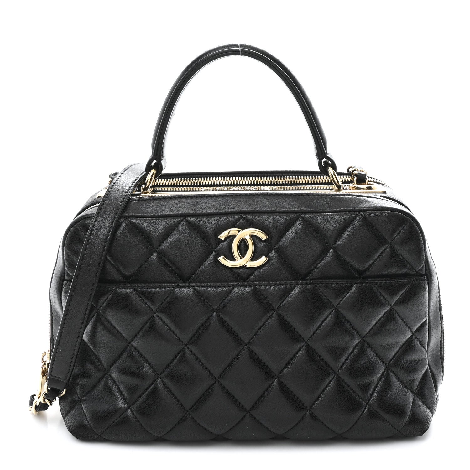 Chanel Lambskin Quilted Medium Trendy CC Bowling Bag Black 1 of 10