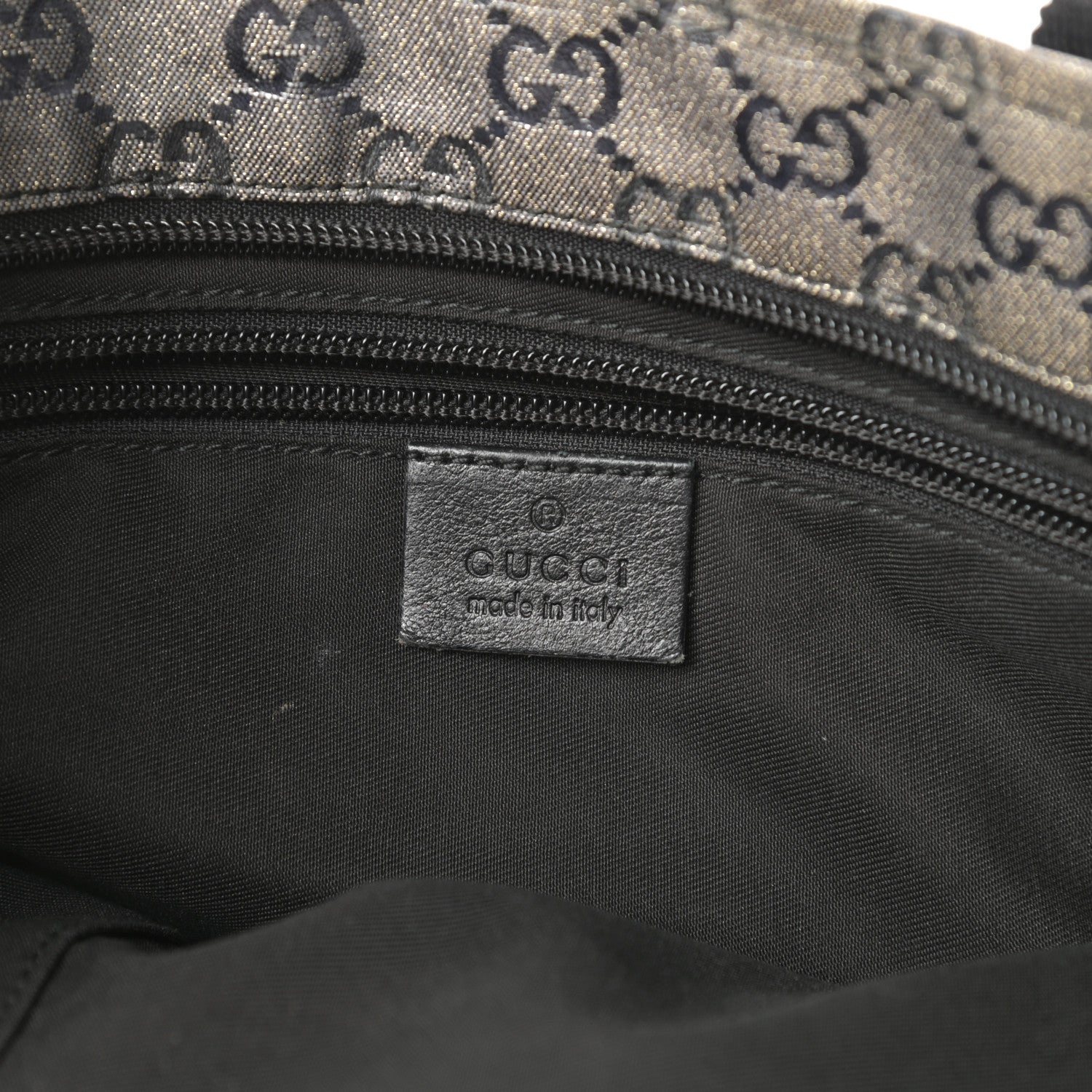 Gucci Crystal Monogram Medium Web Handle Bucket Tote Black 6 of 12