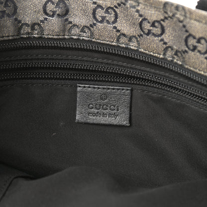 Gucci Crystal Monogram Medium Web Handle Bucket Tote Black 6 of 12