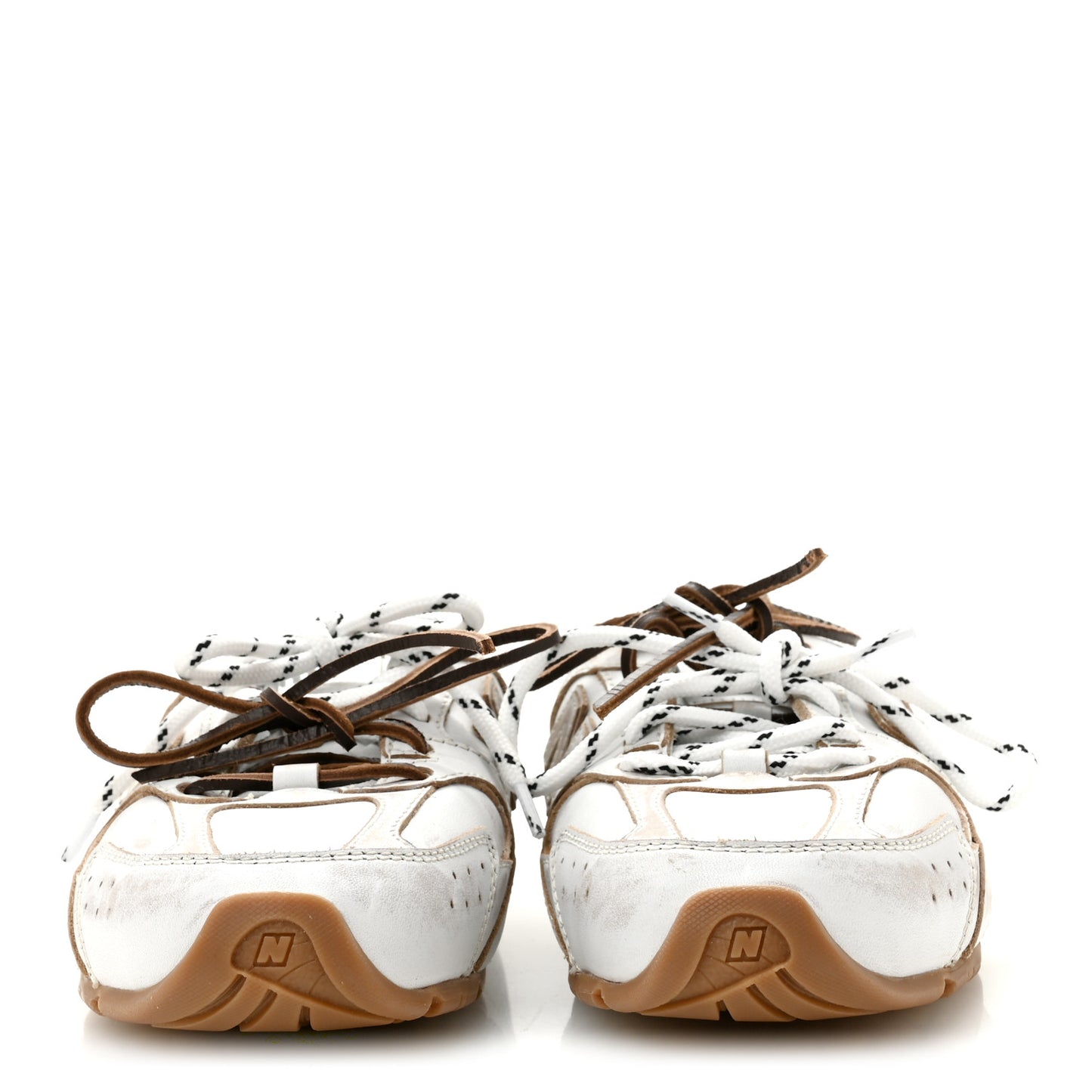 X NEW BALANCE Bleached Calfskin 530 SL Slip-On Sneakers Mules 39.5 White