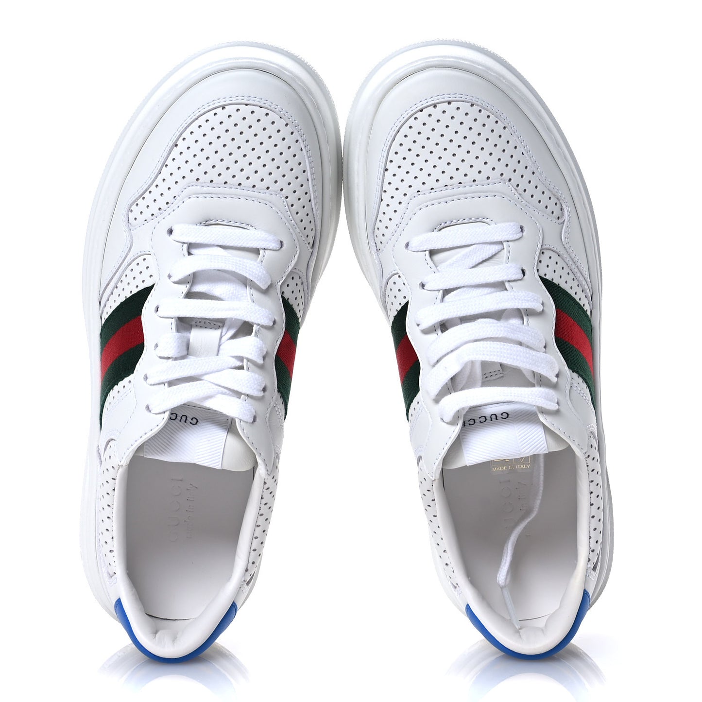 Calfskin Web Perforated Womens Platform 55mm Sneakers 38.5 White Bright Splash