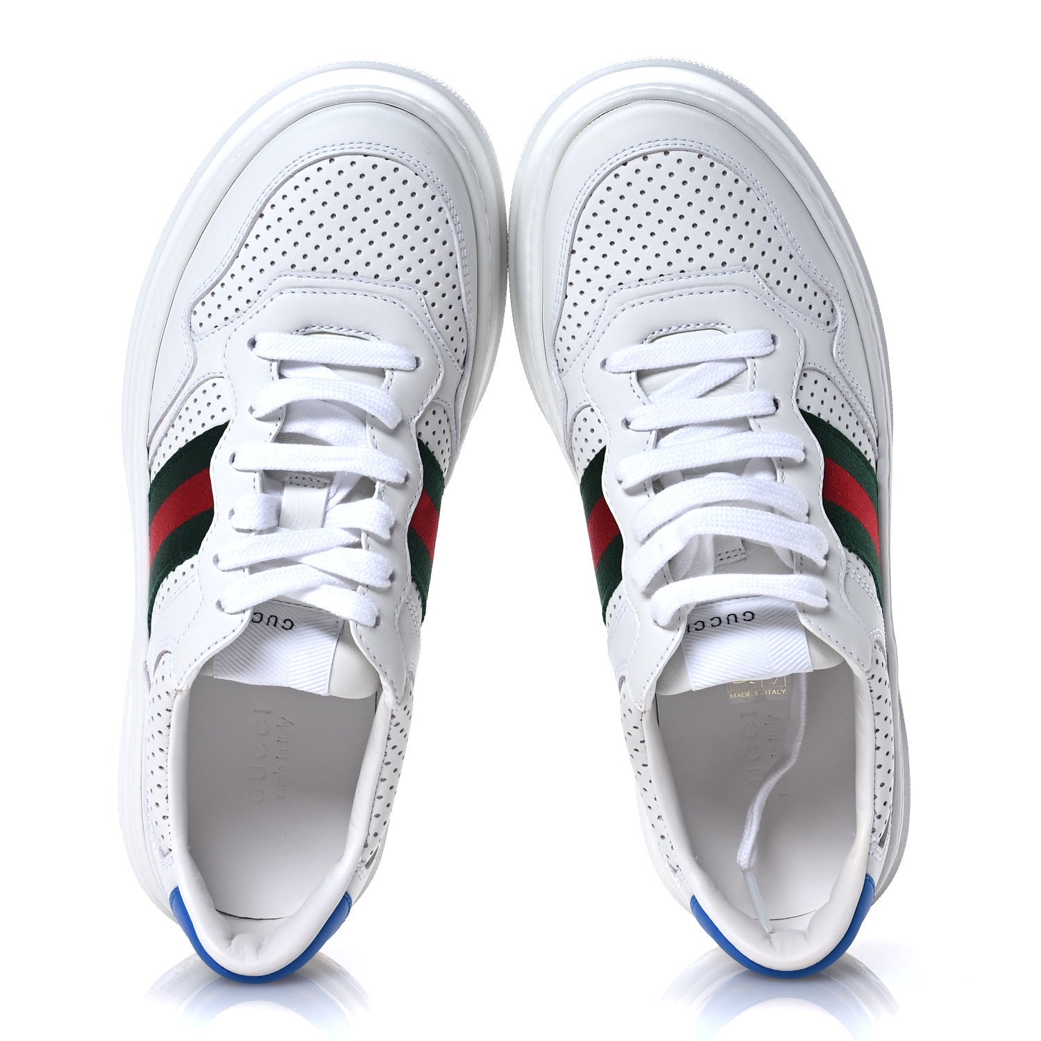 Gucci Calfskin Web Perforated Womens Platform 55mm Sneakers 38.5 White Bright Splash 2 of 9