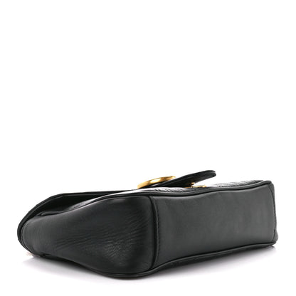 Gucci Calfskin Matelasse Small GG Marmont Shoulder Bag Black 4 of 11