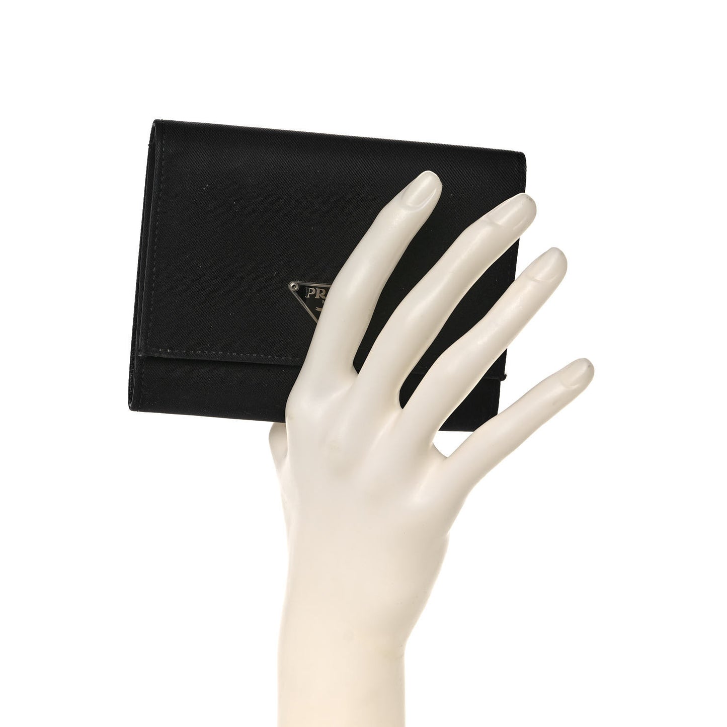 Tessuto Nylon Tri-Fold Compact Wallet Black