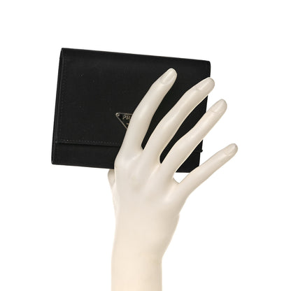 Prada Tessuto Nylon Tri-Fold Compact Wallet Black 2 of 16