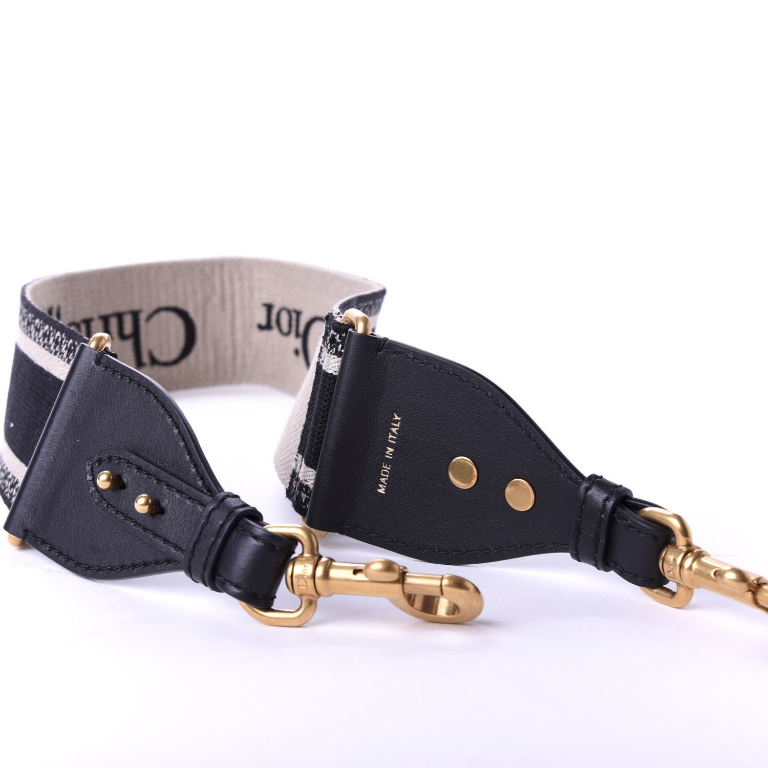 Christian Dior Canvas Embroidered Shoulder Strap Black White 4 of 5