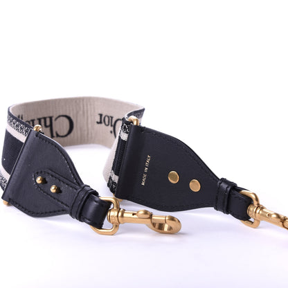 Christian Dior Canvas Embroidered Shoulder Strap Black White 4 of 5