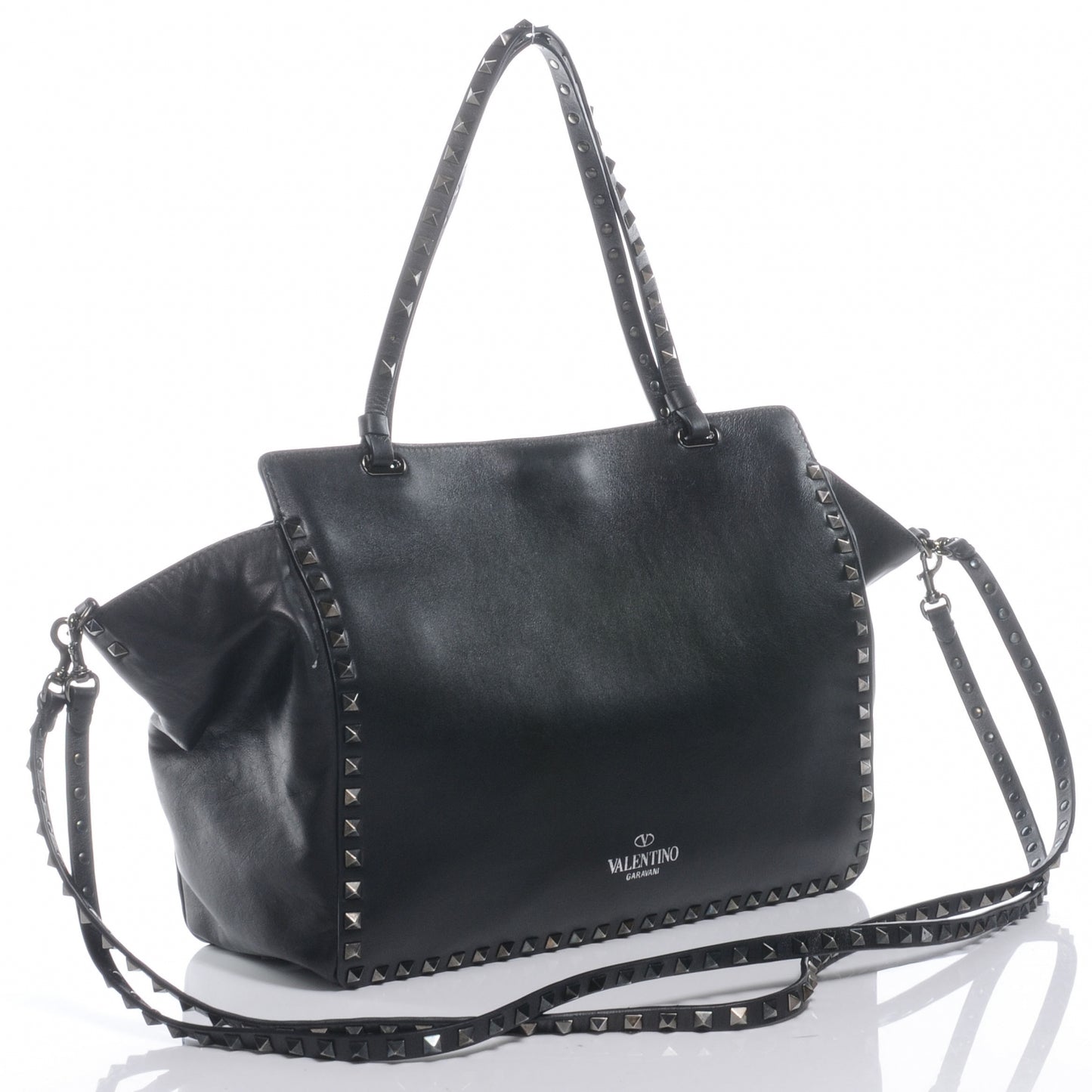 Vitello Medium Rockstud All Over Tote Black